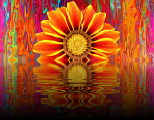Vibrant Summer Bloom Reflection PNG image with transparent background