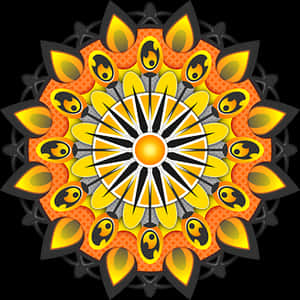 Vibrant Sun Mandala Art PNG image with transparent background