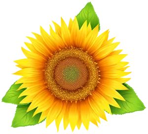 Vibrant Sunflower Black Background PNG Image