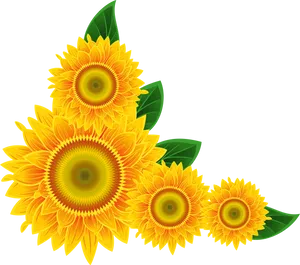 Vibrant Sunflower Corner Design PNG Image