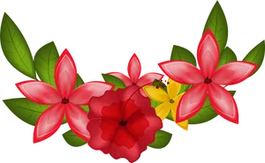 Vibrant Tropical Flowers PNG Image