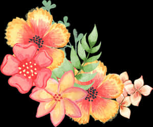 Vibrant Watercolor Floral Arrangement PNG image with transparent background