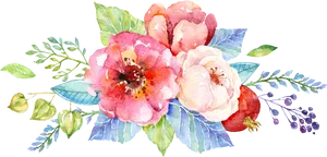 Vibrant Watercolor Floral Arrangement PNG Image