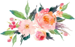 Vibrant Watercolor Floral Arrangement PNG Image