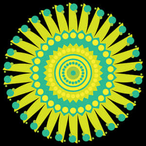 Vibrant Yellow Green Mandala Art PNG image with transparent background