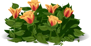 Vibrant Yellow Red Tulips Illustration PNG Image