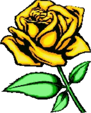 Vibrant Yellow Rose Illustration PNG Image