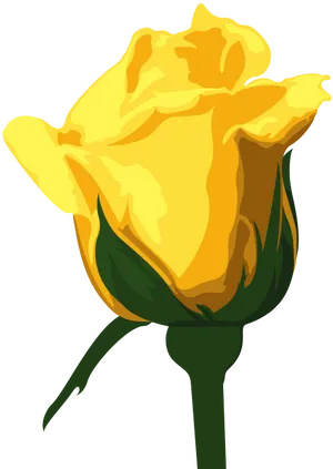 Vibrant Yellow Rose Illustration PNG Image