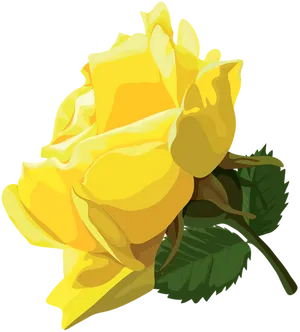 Vibrant Yellow Rose Illustration PNG Image