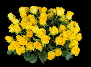 Vibrant Yellow Roses Bouquet PNG image with transparent background