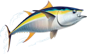 Vibrant Yellowfin Tuna Illustration PNG Image