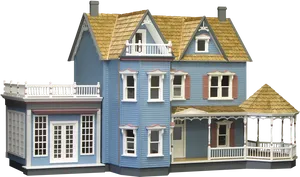 Victorian Dollhouse Blueand Yellow PNG Image