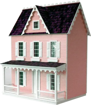 Victorian Dollhouse Pink Exterior PNG Image