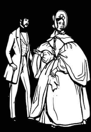 Victorian Era Couple Illustration PNG with transparent background