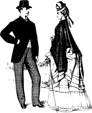 Victorian Era Gentlemanand Lady Conversation PNG image with transparent background