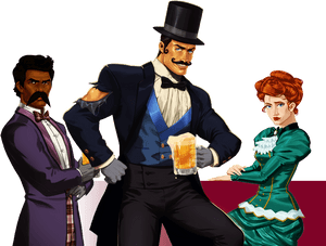Victorian Era Gentlemenand Lady PNG image with transparent background