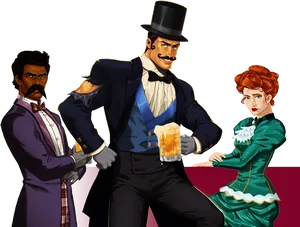 Victorian Era Gentlemenand Lady PNG Image