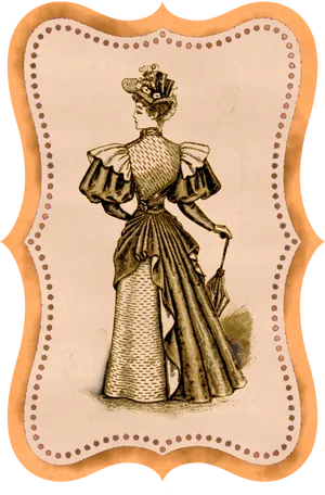 Victorian Lady Fashion Illustration PNG Image