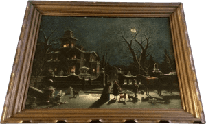 Gorgeous Victorian House Moon Reflection Night Scene - Picture Frame, HD Png Download PNG image with transparent background