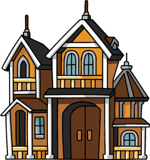 Victorian Style Cartoon Mansion PNG