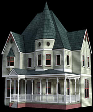 Victorian Style House Rendering PNG image with transparent background