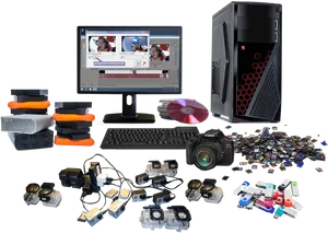 Video Editing Workstationand Accessories PNG Image