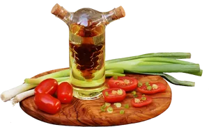 Vinegar Bottlewith Vegetables PNG Image