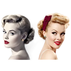 Vintage 1950s Hairstyles And Makeup Png Nkt PNG Image