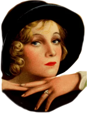 Vintage Actress Elegant Pose PNG Image