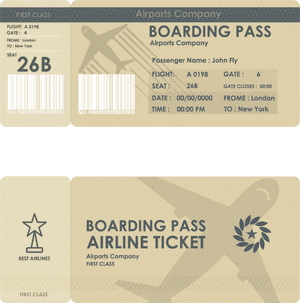 Vintage Airline Boarding Pass Design PNG image with transparent background
