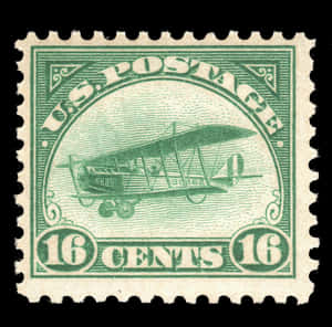 Vintage Airplane Stamp16 Cents PNG image with transparent background