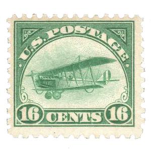 Vintage Airplane Stamp16 Cents PNG Image