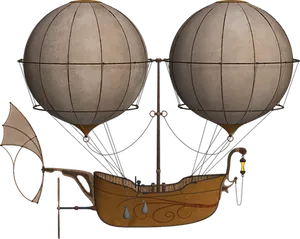 Vintage Airship Illustration PNG Image