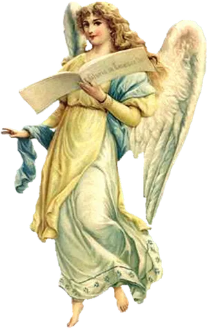 Vintage Angel Holding Scroll PNG Image