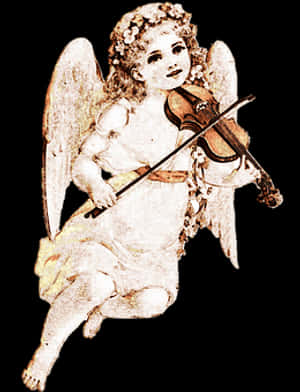 Vintage Angel Playing Violin PNG with transparent background