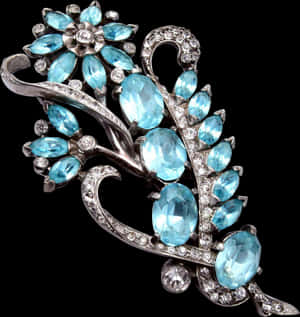 Vintage Aquamarine Crystal Brooch PNG image with transparent background