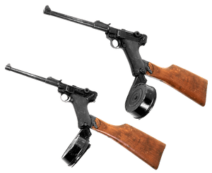 Vintage Artillery Luger Pistols PNG image with transparent background