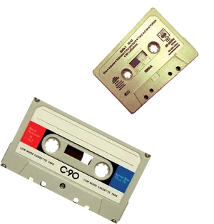 Vintage Audio Cassettes Floating PNG Image