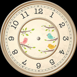 Vintage Bird Illustrated Wall Clock PNG image with transparent background