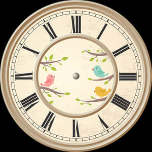 Vintage Bird Illustrated Wall Clock PNG image with transparent background