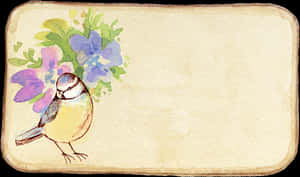 Vintage Birdand Floral Watercolor Card PNG image with transparent background