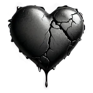 Vintage Black Broken Heart Png Yxx51 PNG Image