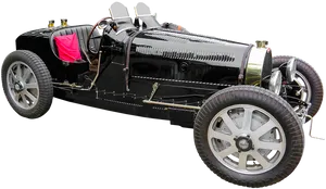 Vintage Black Bugatti Racing Car PNG Image