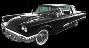 Vintage Black Cadillac Side View PNG image with transparent background