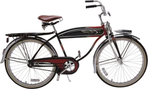 Vintage Black Red Cruiser Bicycle PNG Image