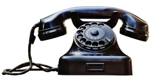 Vintage Black Rotary Phone PNG Image