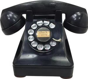 Vintage Black Rotary Telephone PNG Image