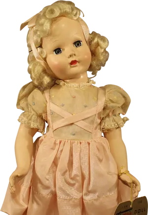 Vintage Blonde Curly Haired Doll PNG Image