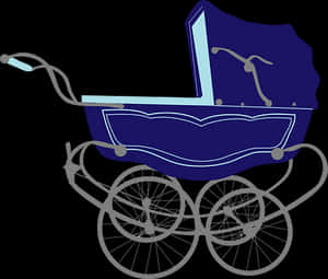 Vintage Blue Baby Carriage PNG with transparent background