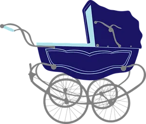 Vintage Blue Baby Carriage PNG Image